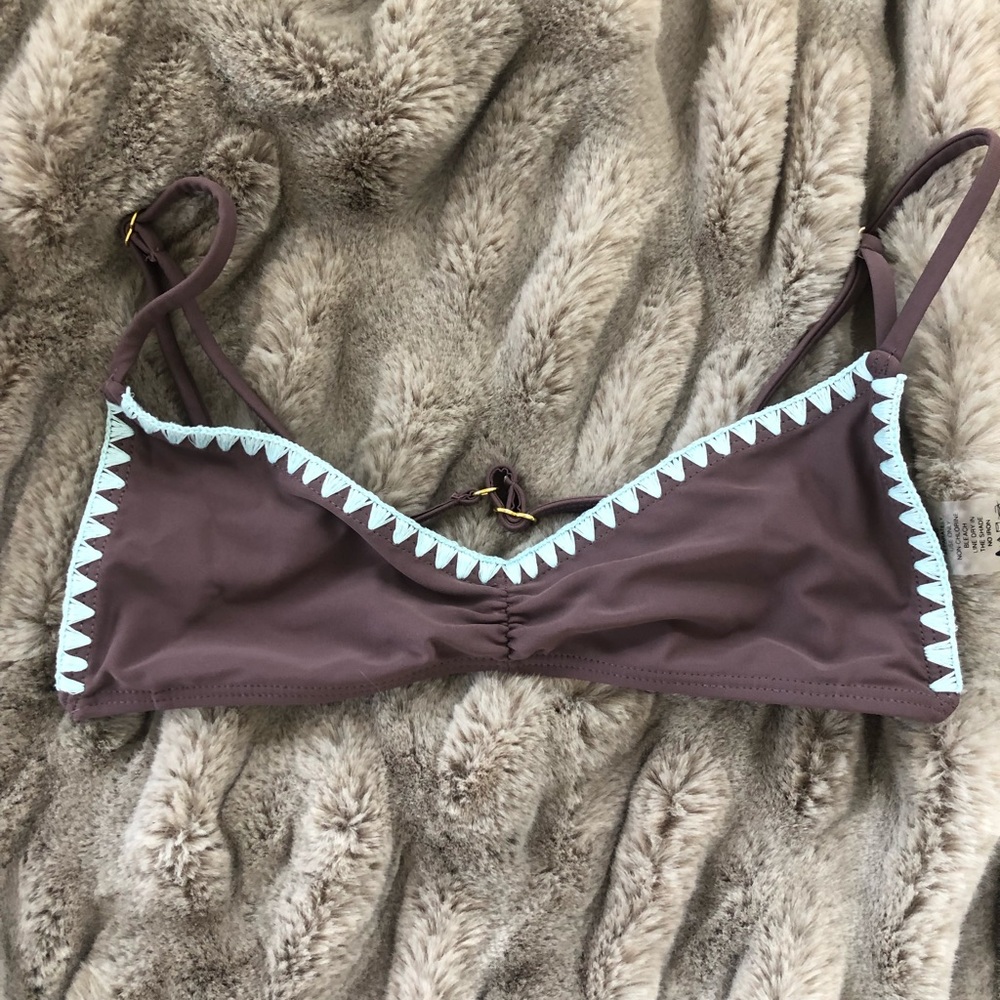 purple and blue bikini top